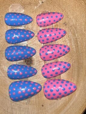 Pink and Blue Polka Dot Press-On Nails